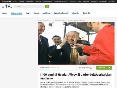 Xarici KİV-lərdə Ulu Öndər Heydər Əliyevin 100 illik yubileyi ilə bağlı məqalələr yayımlanıb