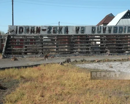 Ucarın mərkəzi stadionunda oturacaqlar dağılıb, yardımçı bina talan edilib
