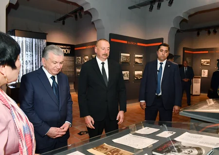 President Ilham Aliyev views Nurullaboy Palace Complex in city Khiva