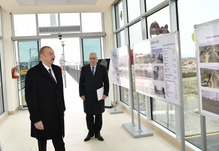 Президент Азербайджана принял участие в открытии после реконструкции участка кольцевой железной дороги - ОБНОВЛЕНО