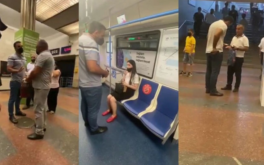 Mülki geyimli polislər metroda maskadan istifadə etməyənlərə qarşı tədbirlər keçirir