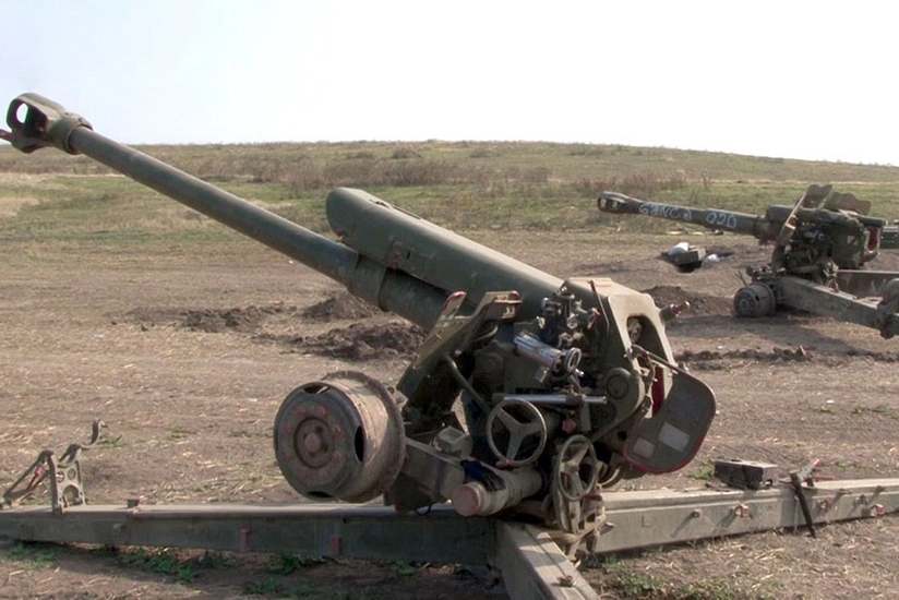 Military equipment left by Armenian forces on battlefield while fleeing