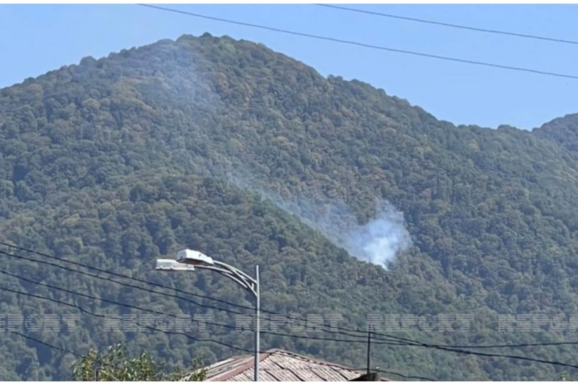 Helicopters involved in fire-fighting efforts in Azerbaijan's Zagatala