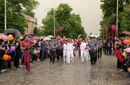 ​Bakı-2015 Avropa Oyunlarının məşəli Yevlax şəhərinə gətirilib - FOTO