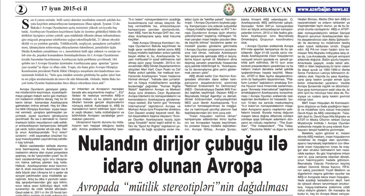 “Azərbaycan” qəzetində ABŞ-ı sərt tənqid edən məqalə dərc olunub