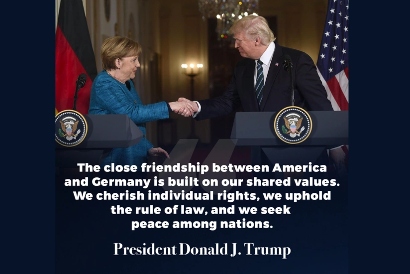 Tramp Merkel ilə görüşdüyü fotonu paylaşıb