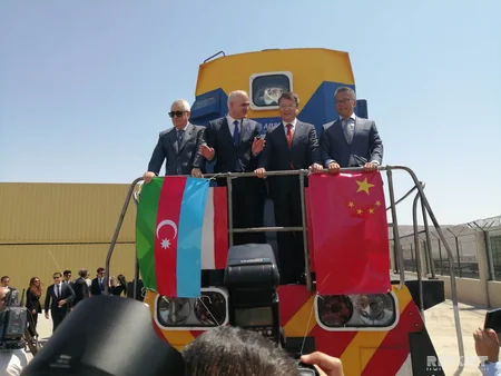 Sian-Bakı blok qatarının qarşılanma mərasimi keçirilib - FOTO