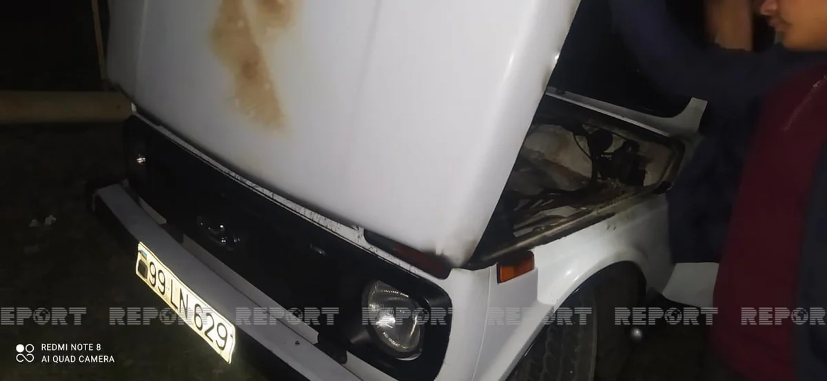 Qaxda Niva markalı avtomobil yanıb - FOTO