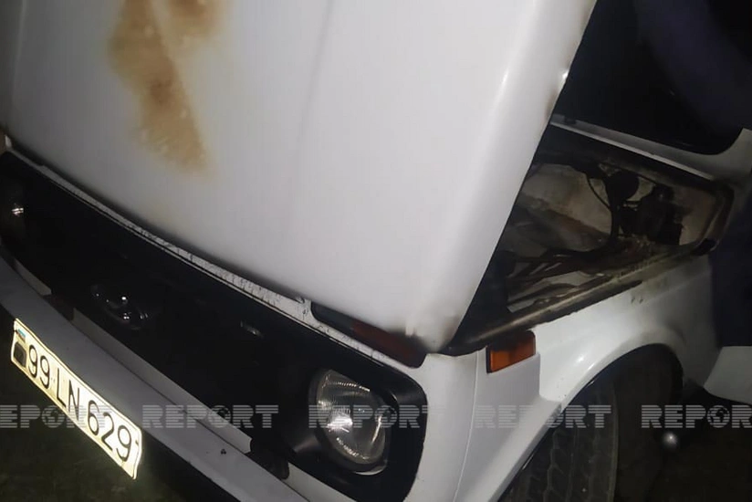Qaxda Niva markalı avtomobil yanıb - FOTO
