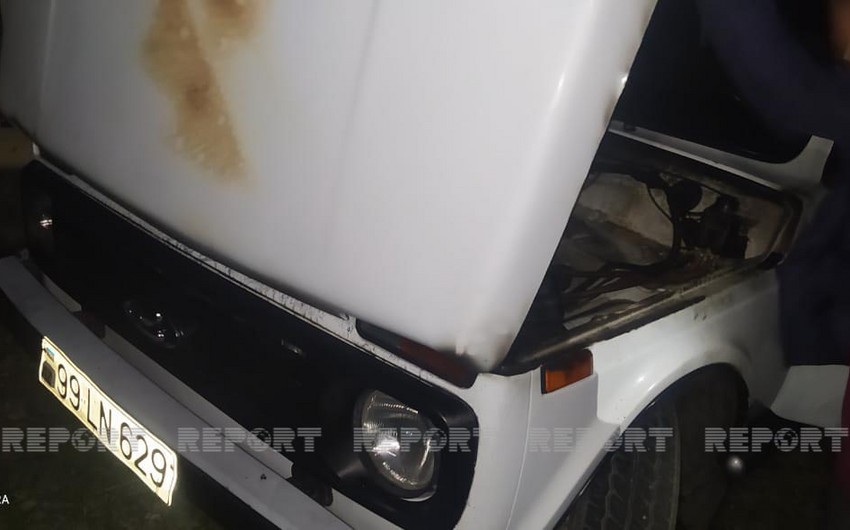 Qaxda Niva markalı avtomobil yanıb - FOTO