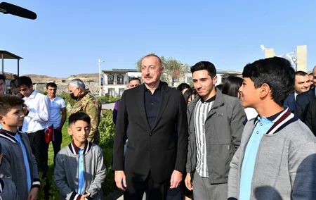 Ilham Aliyev, Mehriban Aliyeva meet with Aghali village residents
