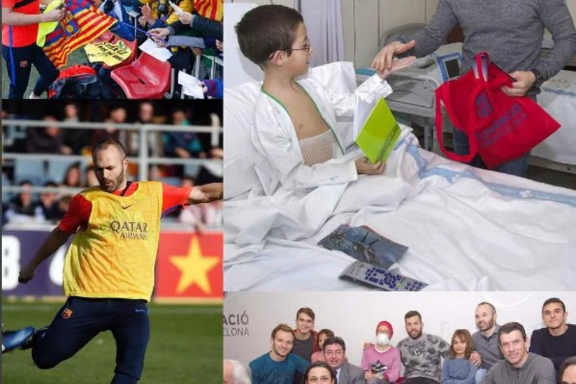 Barselonanın futbolçuları xəstə uşaqlara baş çəkiblər