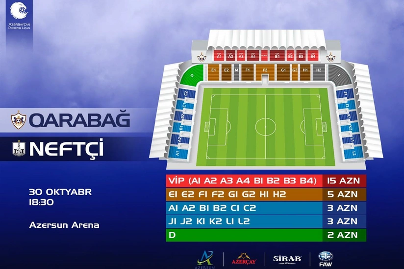 Qarabağ - Neftçi oyununun biletləri satışa çıxarılır