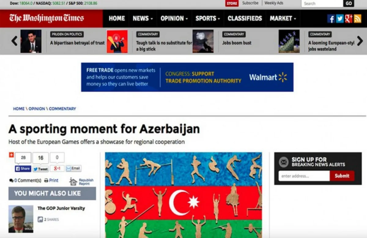 The Washington Times posts Azerbaijani Ambassador’s article