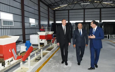 Prezident İlham Əliyev Lənkəranda çəltik zavodunun açılışını edib