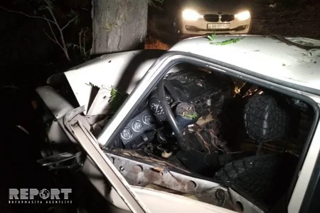 В Барде автомобиль врезался в дерево, пострадали два человека - ФОТО