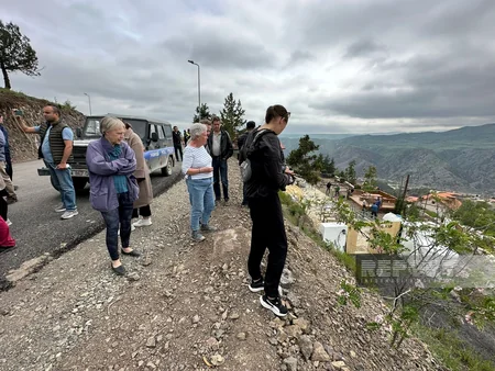 Swedish travelers view restoration work in Lachin