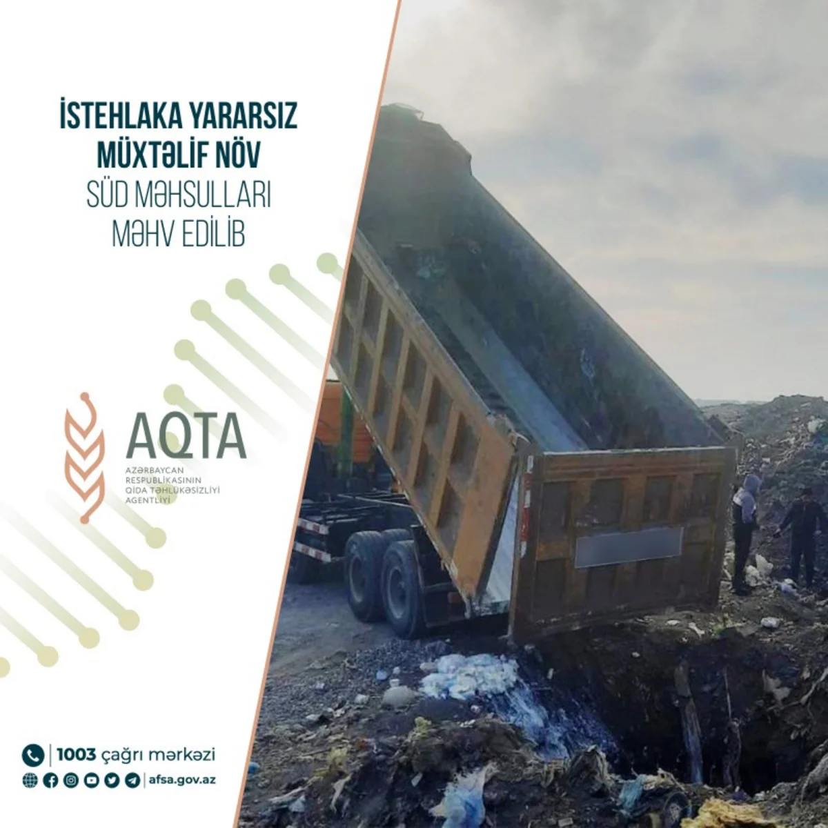 Azərbaycanda 12,5 tona yaxın yararsız süd məhsulu məhv edilib