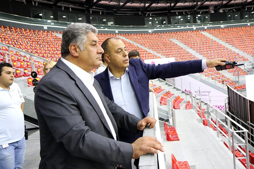 Azad Rəhimov Şahmat Olimpiadasının keçiriləcəyi Bakı Kristal Zalında olub