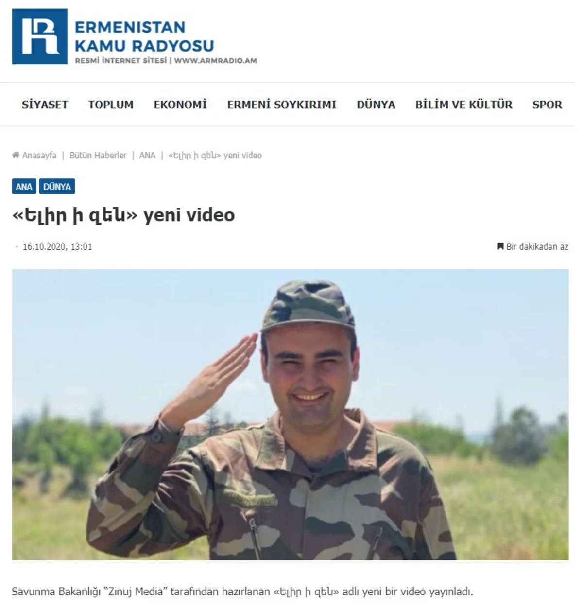 Ermənistan mətbuatı məşhur türk bloqçunu öz ordu sıralarına “qatıb”