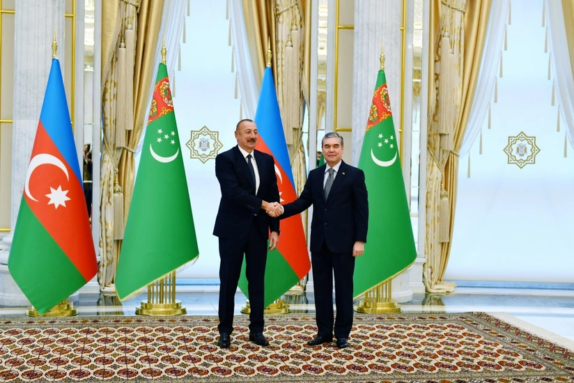 Ilham Aliyev meets Gurbangulu Berdimuhamedov