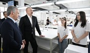 Presidents of Azerbaijan and Uzbekistan review operations of Businesstex JV sewing factory in Khankandi