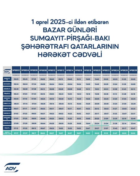 ADY Abşeron dairəvi dəmiryol marşrutu üzrə qatarların yeni qrafikini təqdim edib