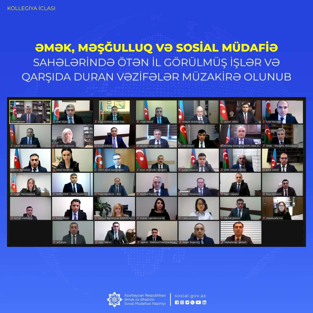 Əmək, məşğulluq və sosial müdafiə sahələrində qarşıda duran vəzifələr müzakirə olunub
