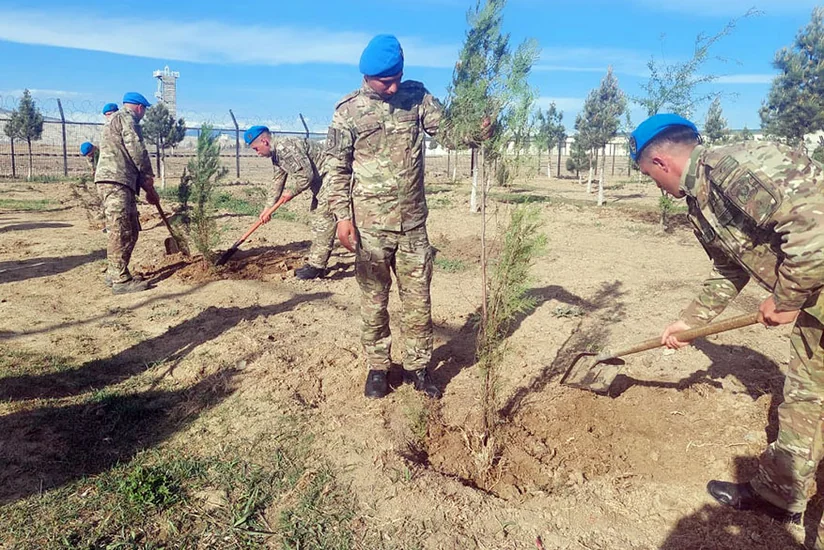 Azərbaycan Ordusunda keçirilən ağacəkmə aksiyaları davam edir