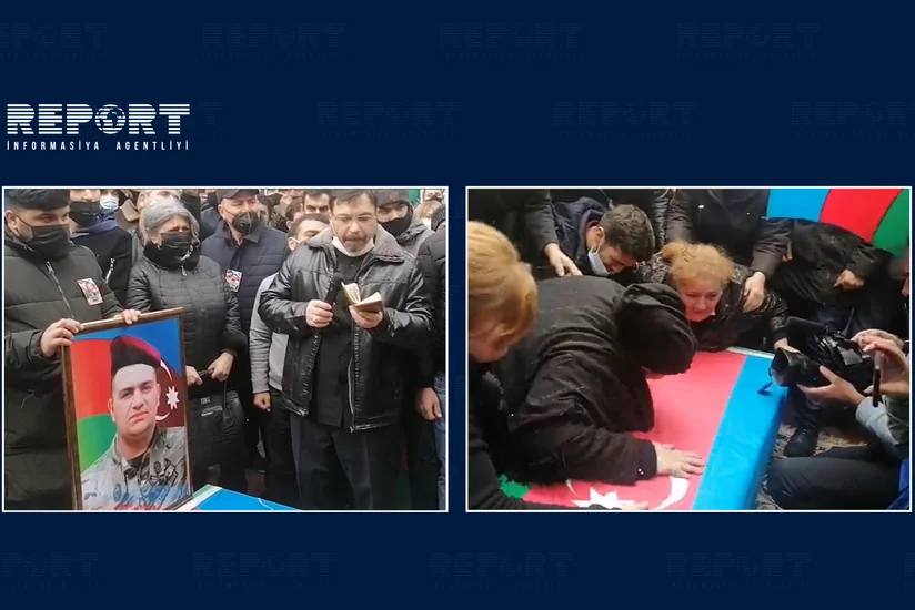 Şəhid olan hərbçi ilə vida mərasimi keçirilir