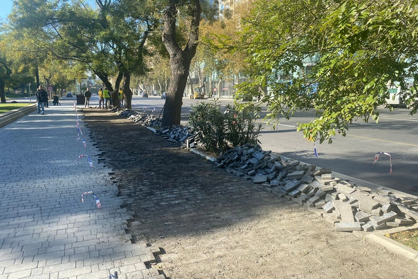Work on laying cycle tracks underway in downtown Baku