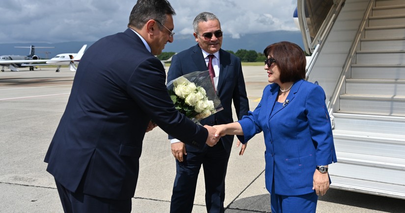 Speaker of Milli Majlis Sahiba Gafarova arrives in Geneva on working visit