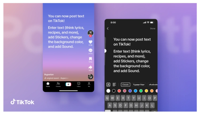TikTok mətn postlarının yeni formatını təqdim edir