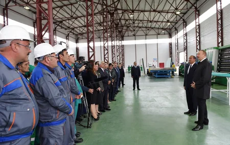 Prezident İlham Əliyev Ağstafada “Karvan-L EKO” sənaye parkında inşası başa çatdırılan müəssisələrin və istixana kompleksinin açılışında iştirak edib