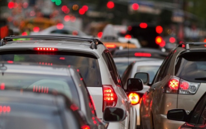 Big traffic jam occurred near Baku International Bus Terminal