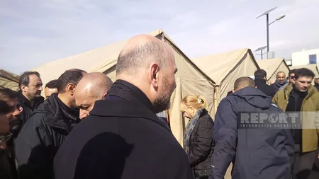 Turkish interior minister visits base point of Azerbaijani rescuers