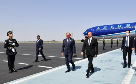 President of Azerbaijan Ilham Aliyev arrives in Uzbekistan