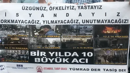 ​Atatürk Hava Limanında baş vermiş terror aktı ilə əlaqədar etiraz aksiyası keçirilib