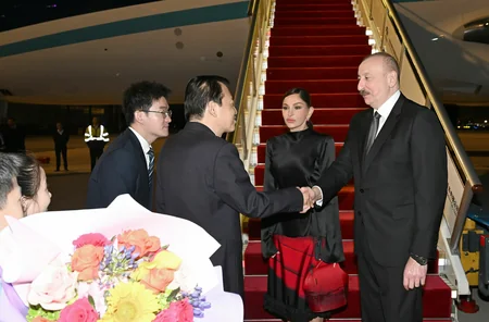 President of Azerbaijan Ilham Aliyev arrives in China for state visit