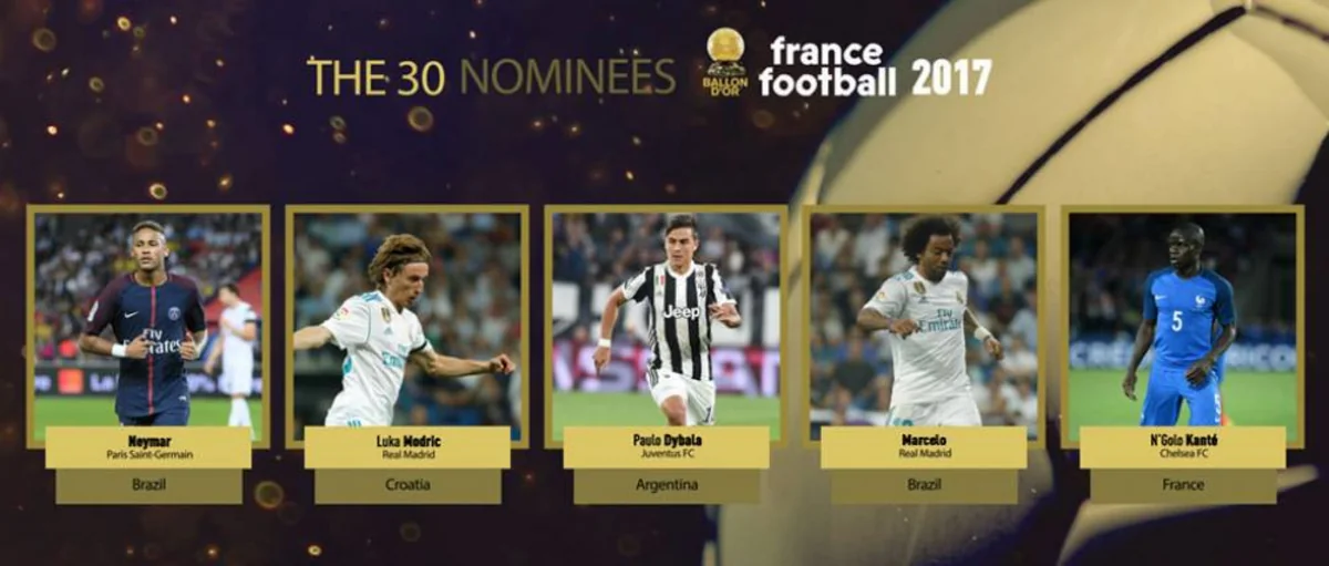 Next five nominees for Ballon d'Or 2017 award revealed - UPDATED 2