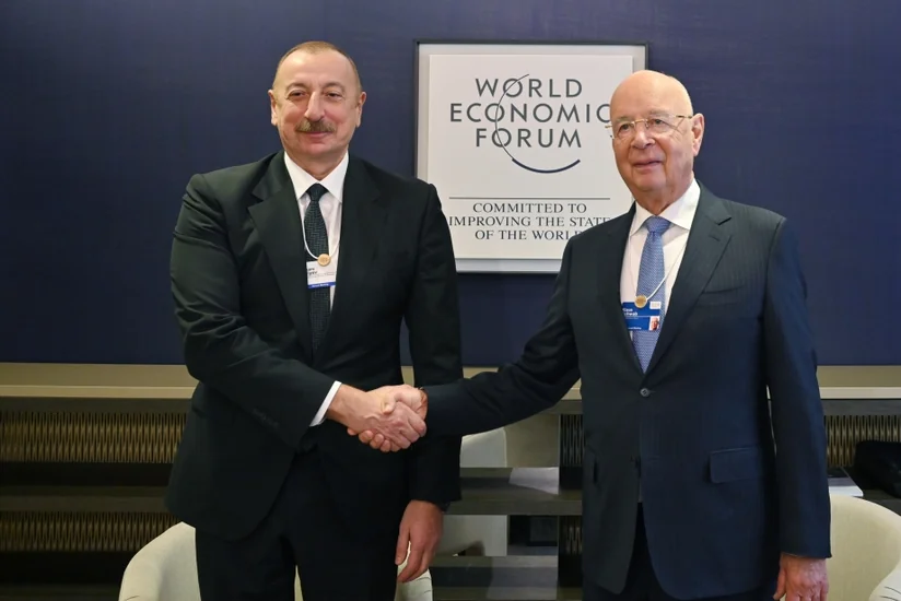 President Ilham Aliyev meets WEF Executive Chairman Klaus Schwab in Davos
