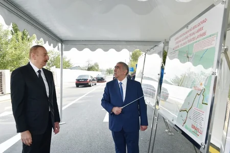 Prezident İlham Əliyev Qəbələdə avtomobil yolunun açılışında iştirak edib - YENİLƏNİB