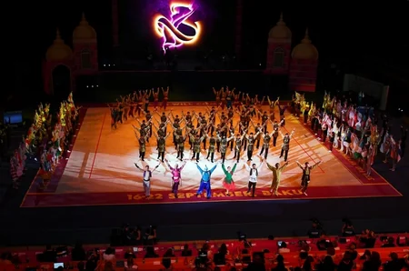 President Ilham Aliyev and first lady Mehriban Aliyeva attend opening of Rhythmic Gymnastics World Championships