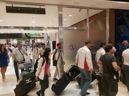 Avropa Oyunlarında Azərbaycanı təmsil edən karateçilər və akrobatlar Vətənə qayıdıblar - FOTO