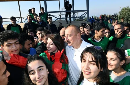 President Ilham Aliyev and first lady Mehriban Aliyeva attended tree-planting campaign in Khatai district, Baku