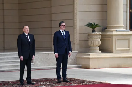 Serbiya Prezidenti Aleksandr Vuçiçin rəsmi qarşılanma mərasimi olub