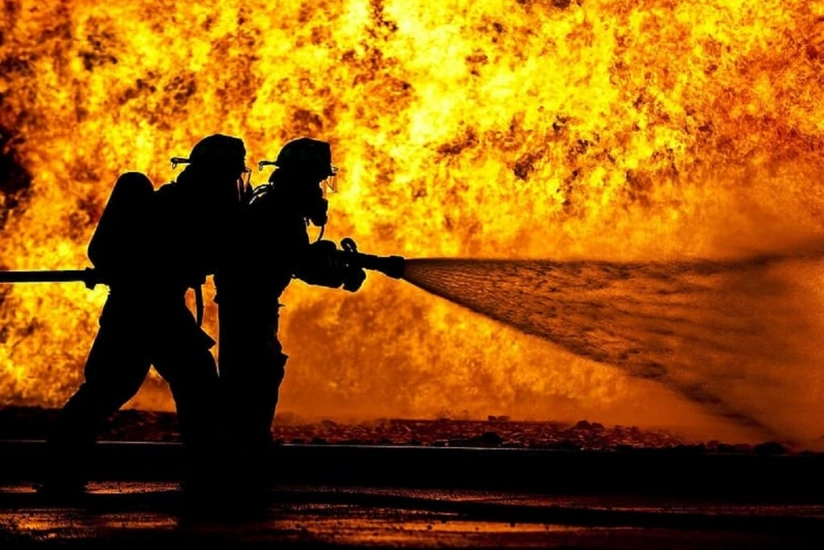 Izvestia Hall building on fire in Moscow, dome of metal building collapses