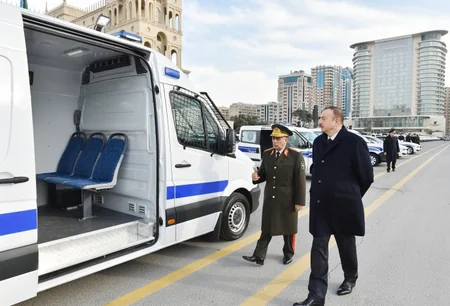 ​Prezident İlham Əliyev DİN-in qurumları üçün yeni alınan avtomobillərin istifadəyə verilməsi mərasimində iştirak edib