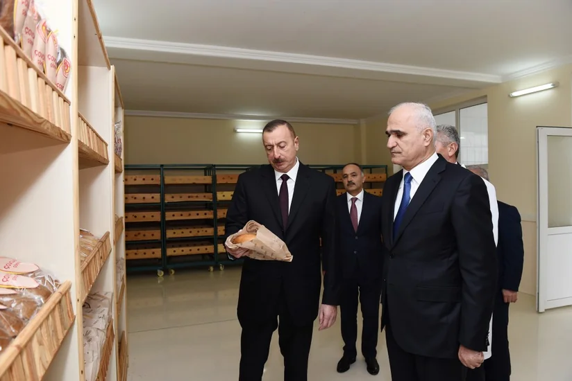 President Ilham Aliyev attends opening of bread and flour plant in Aghjabadi