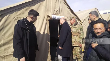 Turkish interior minister visits base point of Azerbaijani rescuers